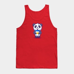 Cute Panda Drink Coffee Cartoon Tank Top